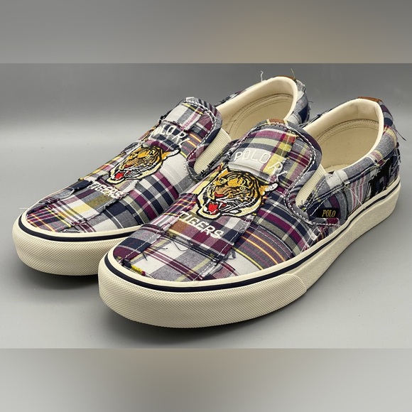 Polo Ralph Lauren Keaton Pony Slip-On Tiger Patchwork Shoes Men’s Size 10 NEW main image 5